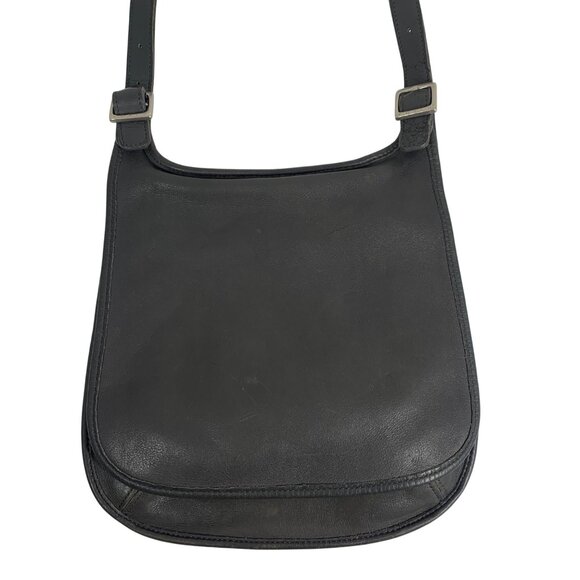 Y2K Coach 9135 Black Leather Slim Hippie Flap Saddle Bag Crossbody Bag USA - Picture 2 of 11
